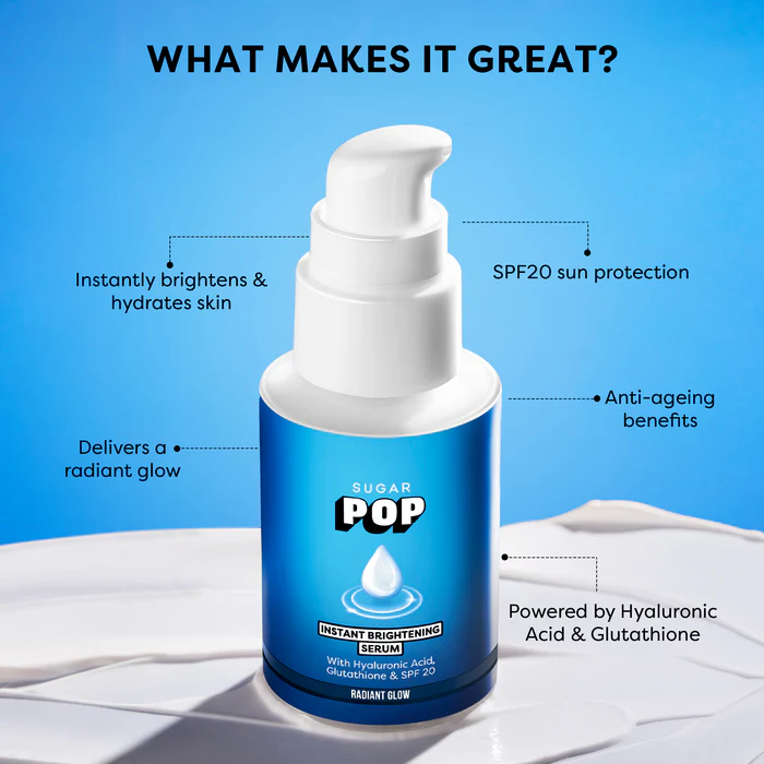 SUGAR POP Instant Brightening Serum with Hyaluronic Acid, Glutathione