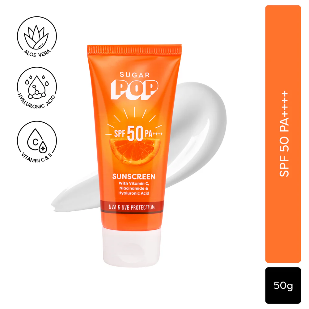 SUGAR POP SPF 50 Sunscreen With Vitamin C, Niacinamide & Hyaluronic